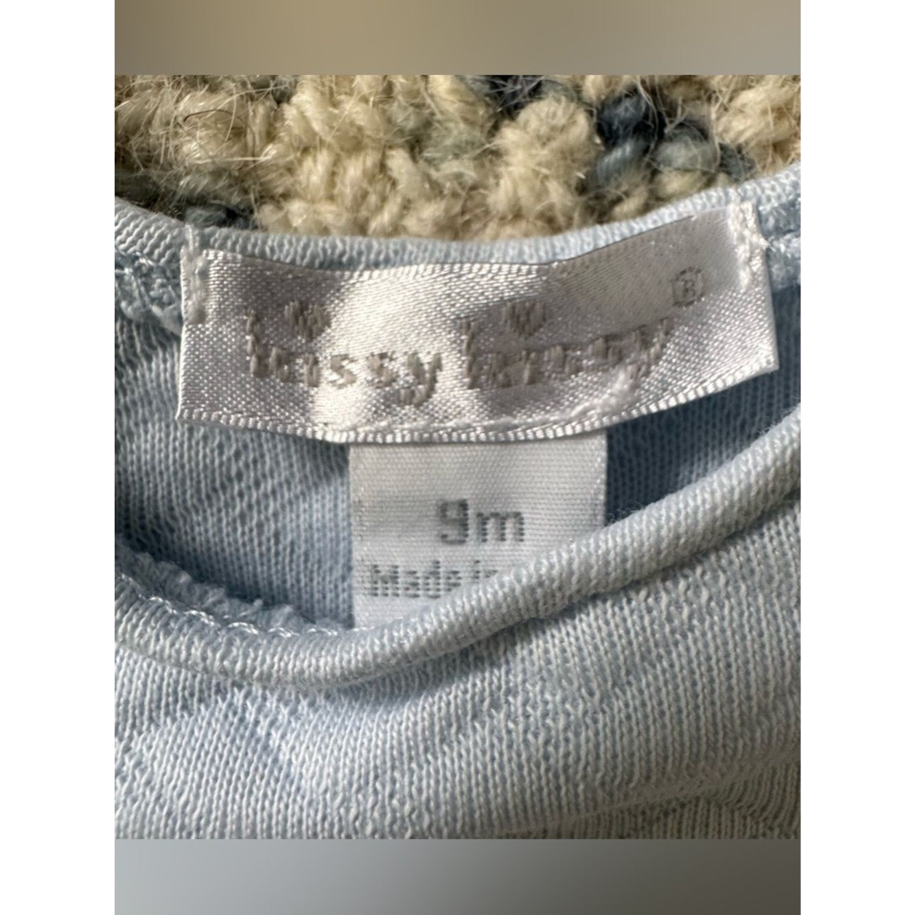 Kissy Kissy Baby Boys Light Blue Jacquard Overalls - Size 9 Months — image 2 of 4